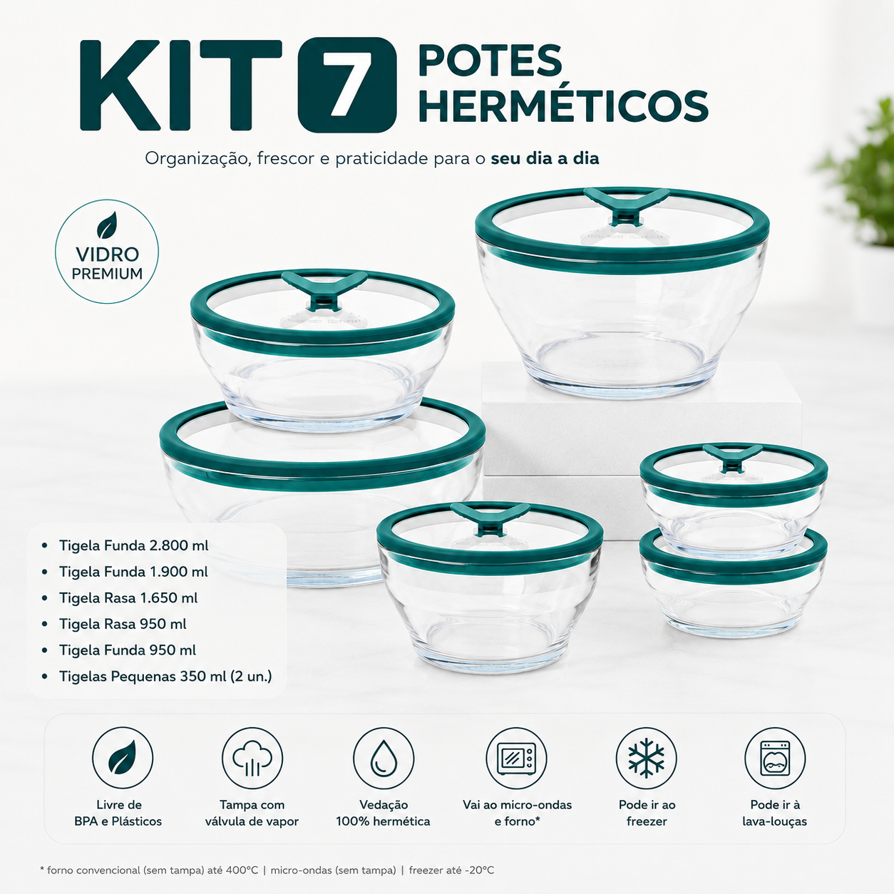 Kit 7 potes herméticos Sereny